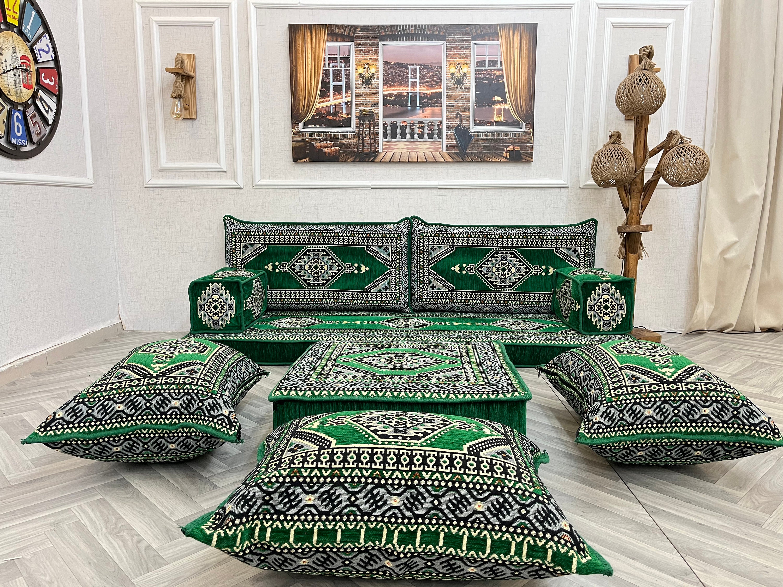 Lot De 18 Sièges De Sol Kilim Turc – Coussins Gris, Style Bohème, 100% Coton