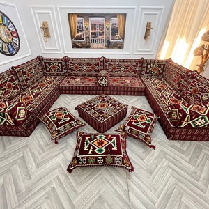 8'' Thick U Shaped Arabic Modular Sectional Living Room Sofa, Floor ...