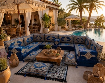 Luxury Moroccan Floor Seating Set,Arabic Majlis, Sofa,Modular Floor Couch,Boho Living Room,Turkish Floor Sofa,Luxury Lifestyle Furniture