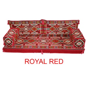 Royal Anatolian Arabisch Sofa Set, Bodenkissenbezug, Schnittsofa, Palettensofas, Bodencouch im Innen und Außenbereich, Bodenbestuhlung -ROYAL RED