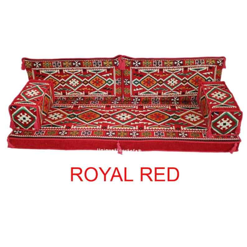 Royal Anatolian Arabisch Sofa Set, Bodenkissenbezug, Schnittsofa, Palettensofas, Bodencouch im Innen und Außenbereich, Bodenbestuhlung -ROYAL RED