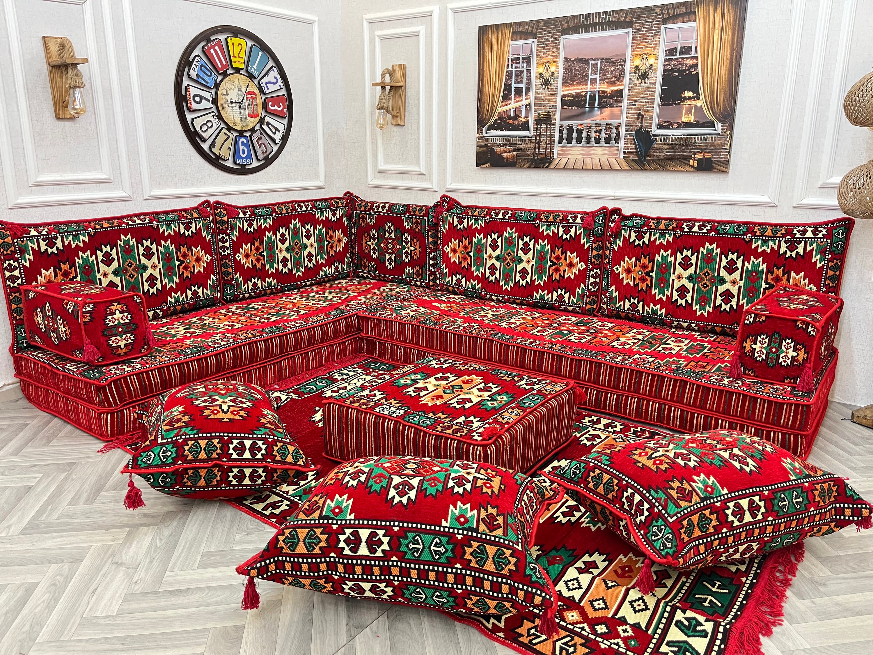 L字型アラビアフロアソファセット：モロッコ風リビングルームの座席