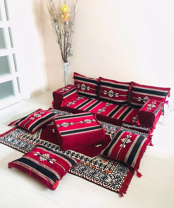 Ethnic Anatolian Floor Seating Sofa, Floor Cushions, Arabic Sofa