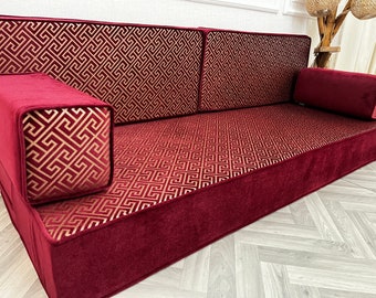 Design your own sofa! 8 inch Thick Modern Living Room Premium Velvet Floor Seating Sofa Couch, Customizable Velvet Floor Cushion Couch