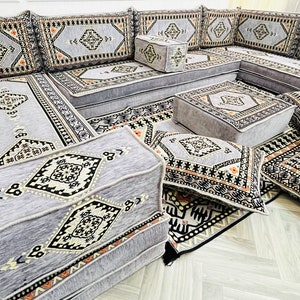 8'' Thick Anatolian U Shaped Arabic Living Room Sofa Floor Seating Set ,Boho Floor Couches ,Sectional Sofa, Arabic Majlis Sofa,Floor Cushion zdjęcie 4