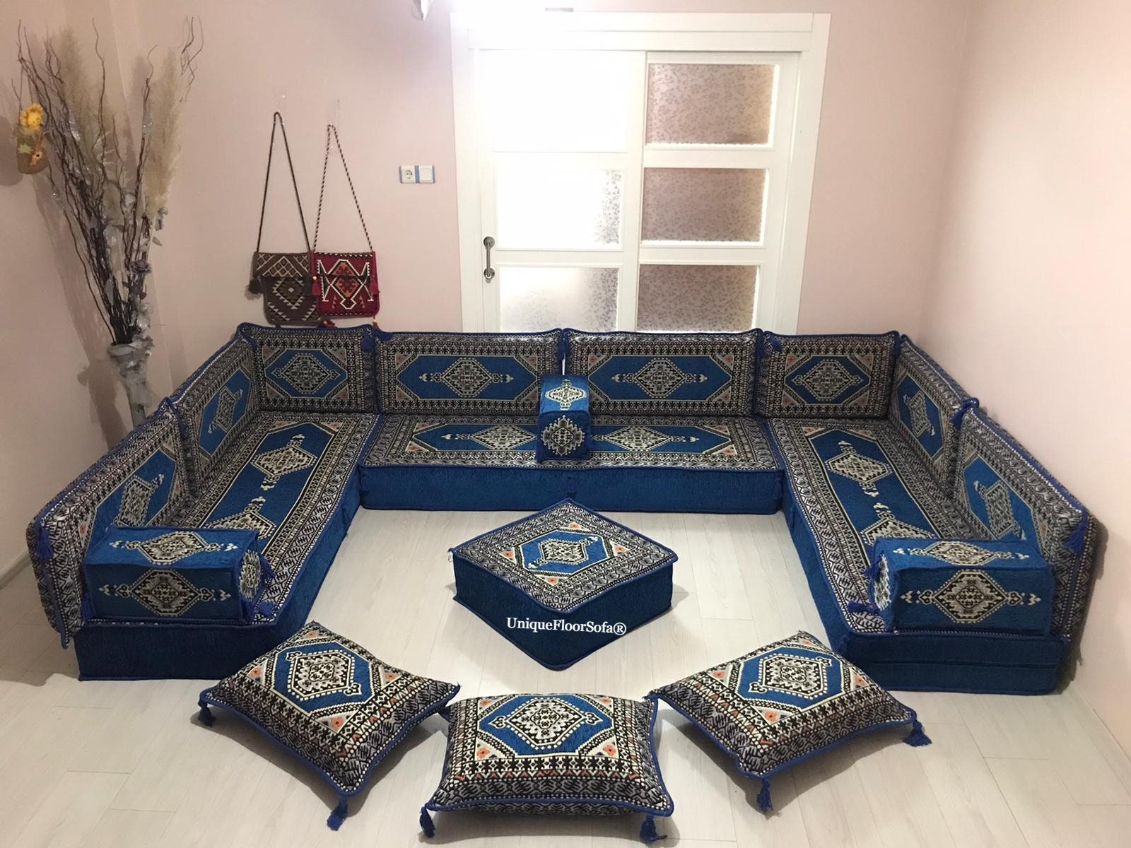 U Shaped Arabic Sofa Floor Seating Set Living Room Sofa - Etsy 日本