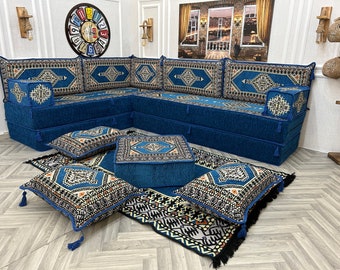 16'' Thickness L Shaped Arabic Sofa, Living Room Sofa Seating Couch,Turkish Ethnic Sofa, Boho Couches, Sectional Sofa,Arabic Majlis Sofa Set