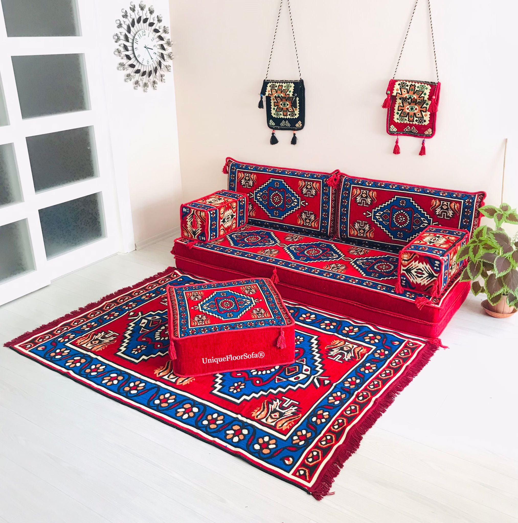 Majlis Rug Arabic Floor Sofa Set: Moroccan Majlis Seating, Rug & Cushions - Etsy