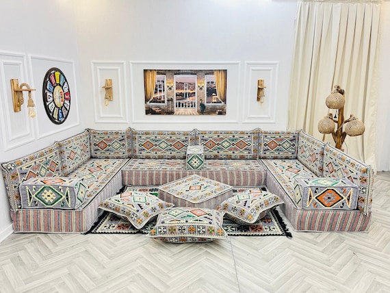 8 THICK Modern Living Room U Shaped Arabic Sofa Floor Seating