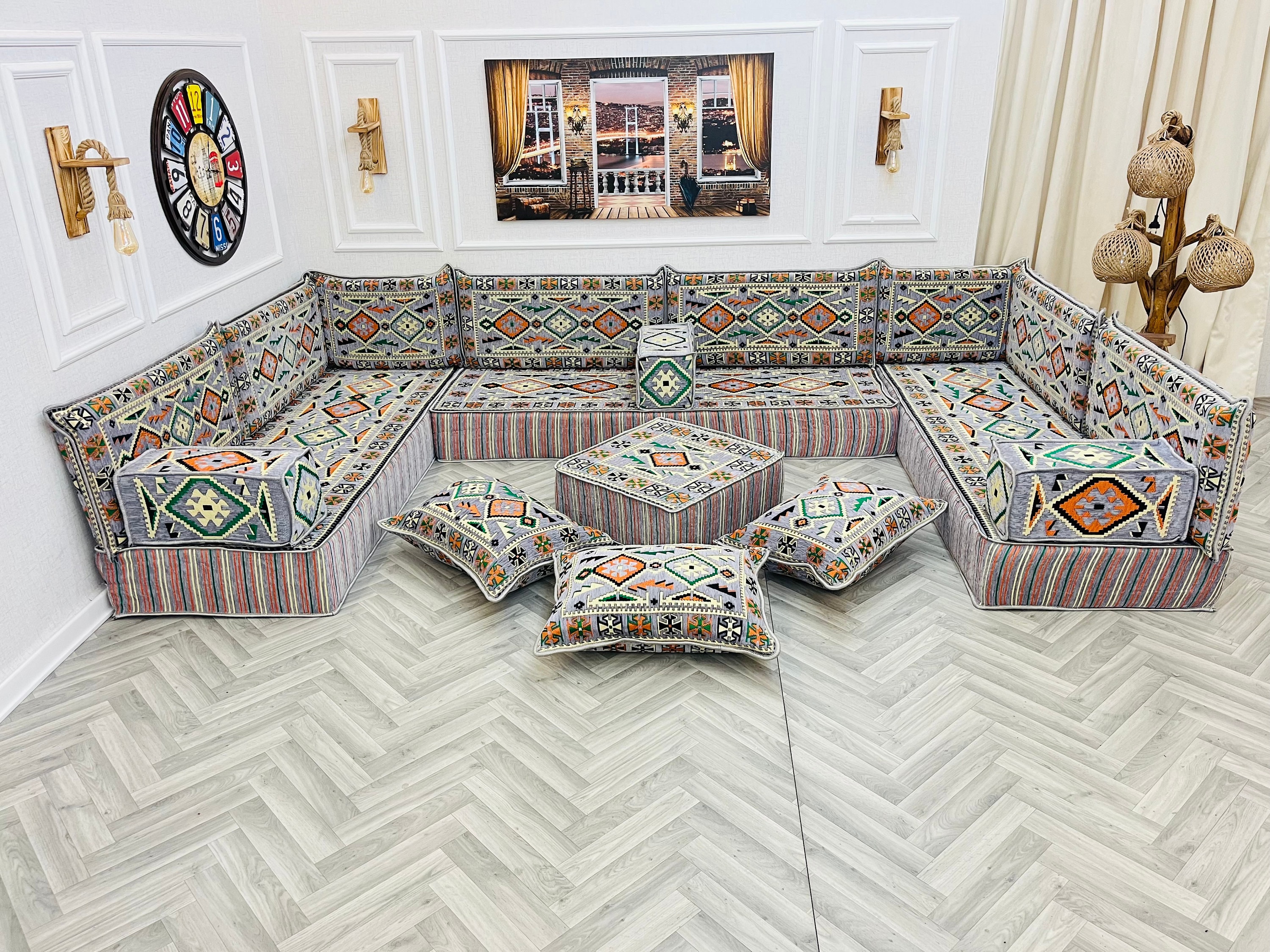 8 THICK Modern Living Room U Shaped Arabic Sofa Floor Seating Set living Room Sofa floor Couch sectional Sofa arabic Majlis floor Cushion Etsy UK