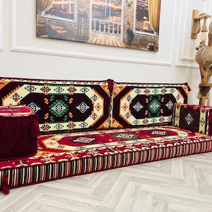 Loveseat Arabic Floor Sofa Set: Loveseat Cushion Cover, Sectional Couch