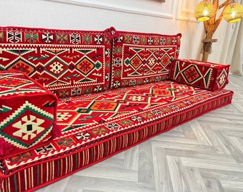 Arabic Floor Sofa Bed: Ethnic Jalsa Couch with Turkish Pillows