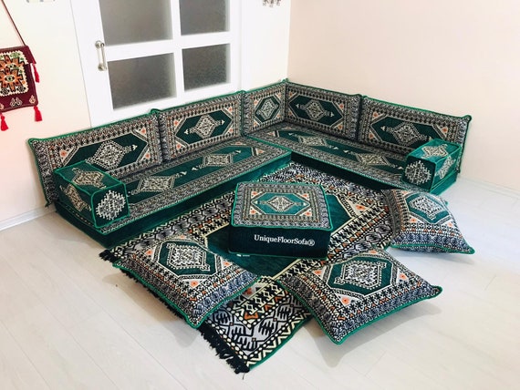 Arabic Sofa Green Ottomans Rug Moroccan Home Decor Floor - Etsy