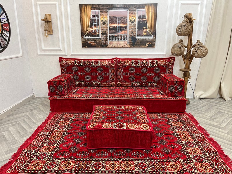 Ensemble de canapés polyvalents de salon turc de 20 cm 20 cm d'épaisseur, canapés de sol et canapés et ottomane, canapé arabe, canapé sectionnel, canapé coussin de sol image 8
