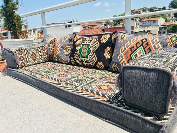 Ethnic Anatolian Floor Seating Sofa, Floor Cushions, Arabic Sofa