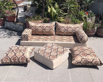 Canapé arabe beige, canapé de sol, moderne du milieu du siècle, canapé de sol turc, coussin de sol, canapé sectionnel, canapé de sol, canapé crème
