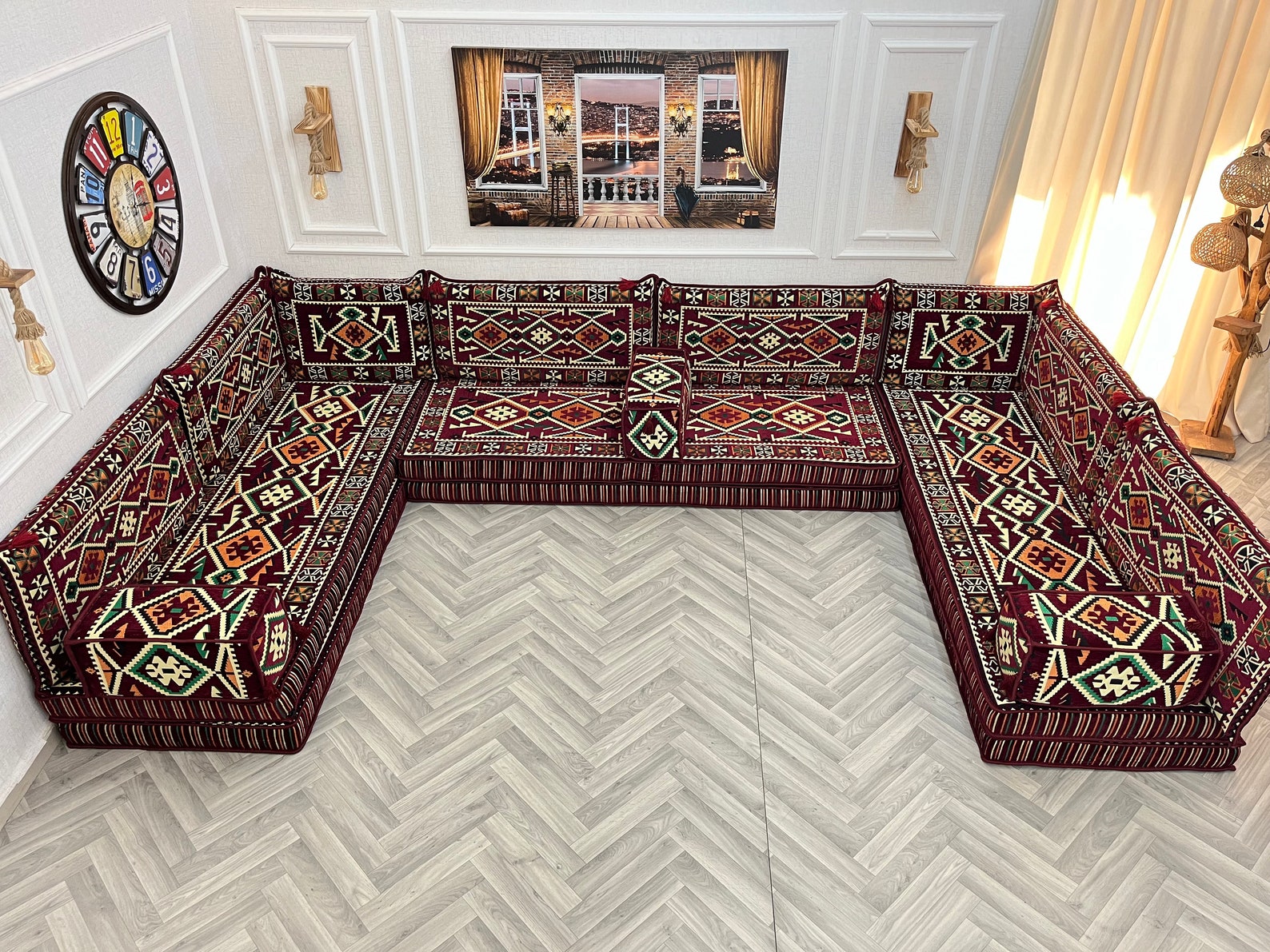 8'' Thick U Shaped Arabic Modular Sectional Living Room Sofa, Floor ...