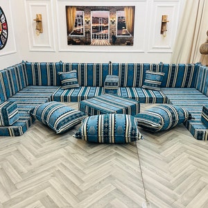 Arabic Sofa U Shaped  Living Room Floor Seating Set, Floor Cushion, Kilim Sofa Cover, Arabic Majlis, Turkish Floor Sofa Set, Sectional Sofa