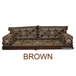 Royal Anatolian Arabisch Sofa Set, Bodenkissenbezug, Schnittsofa, Palettensofas, Bodencouch im Innen und Außenbereich, Bodenbestuhlung -BROWN