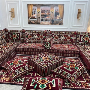 8'' Thick U Shaped Arabic Modular Sectional Living Room Sofa, Floor ...