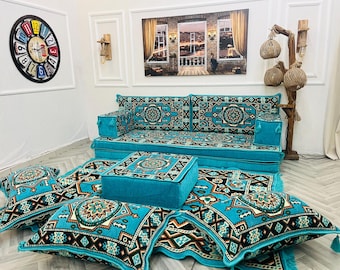Minimalist Floor Sofa Set: Turkish Pattern Arabic Style Seating Floor Cushions