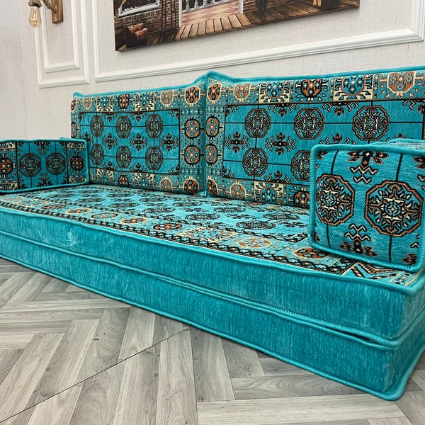 8'' Thickness Traditional Floor Seating Couch, Arabic Sofa, Moroccan Home Decor, Floor Seating Sofa, Floor Pillows, Reading Nook Cushion