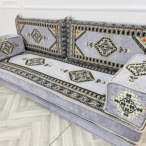 Boho Floor Sofa: Arabic Style Living Room Couch, Reading Nook Cushion, Loveseats