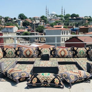 U Shaped Arabic Sofa Floor Seating Cushion Set, Arabic Majlis, Floor Couch, Kilim Rug, Sectional Sofa, Living Room Sofas, Outdoor Sofas