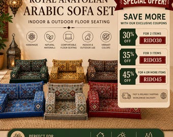 Royal Anatolian Arabic Sofa Set, Floor Seating Couch, Indoor