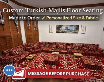 Custom Turkish Majlis Floor Seating, Ottoman Sofa, Arabic Floor Couch, Personalized Size Fabric