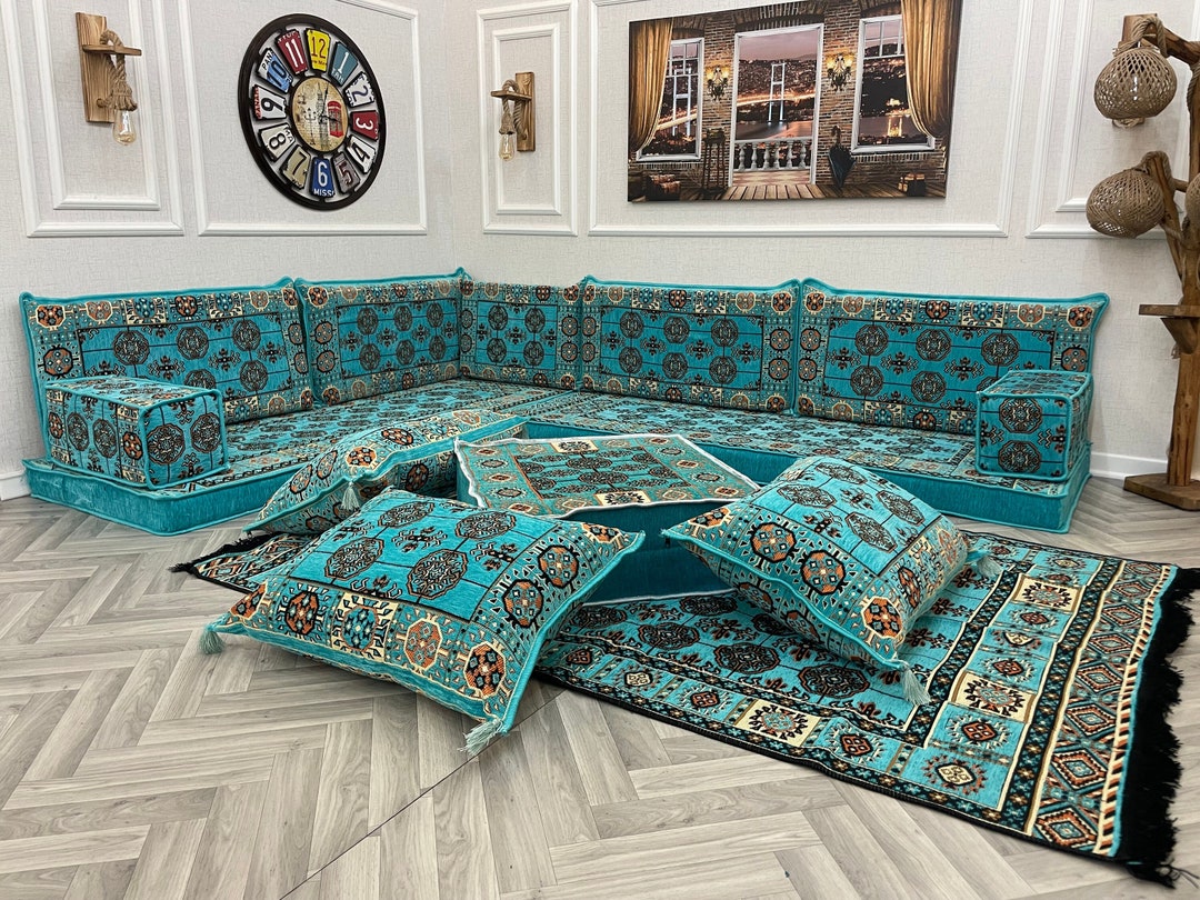 Authentic Turkish Floor Seating Sofa, L Shaped Sectional Authentic Turkish Floor Seating Sofa, L Shaped Sectional