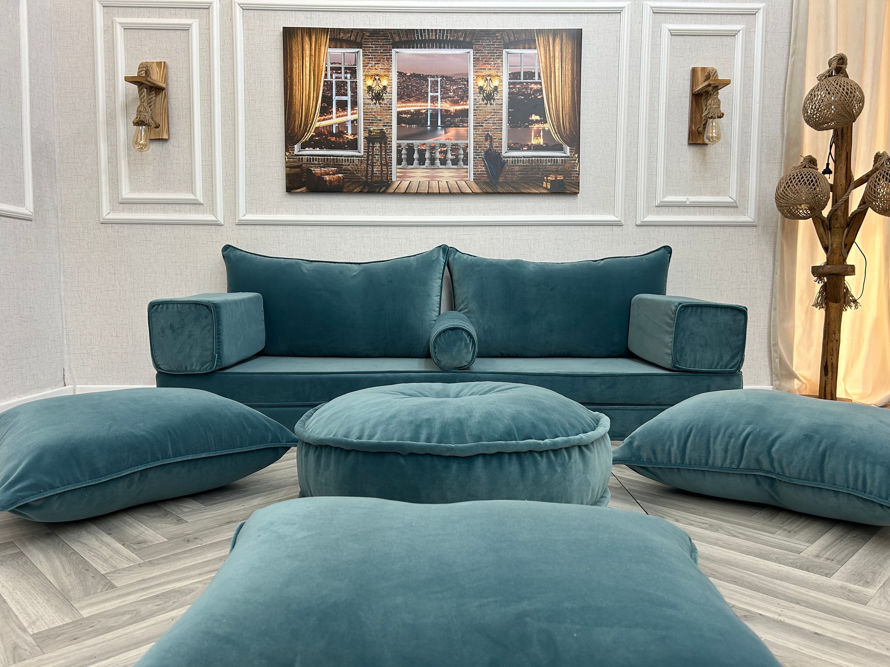 Corduroy sofa blue -  Canada