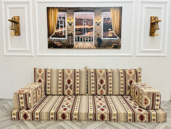 Ethnic Patterned Floor Seating Sofa Couch Floor Couch Loveseat