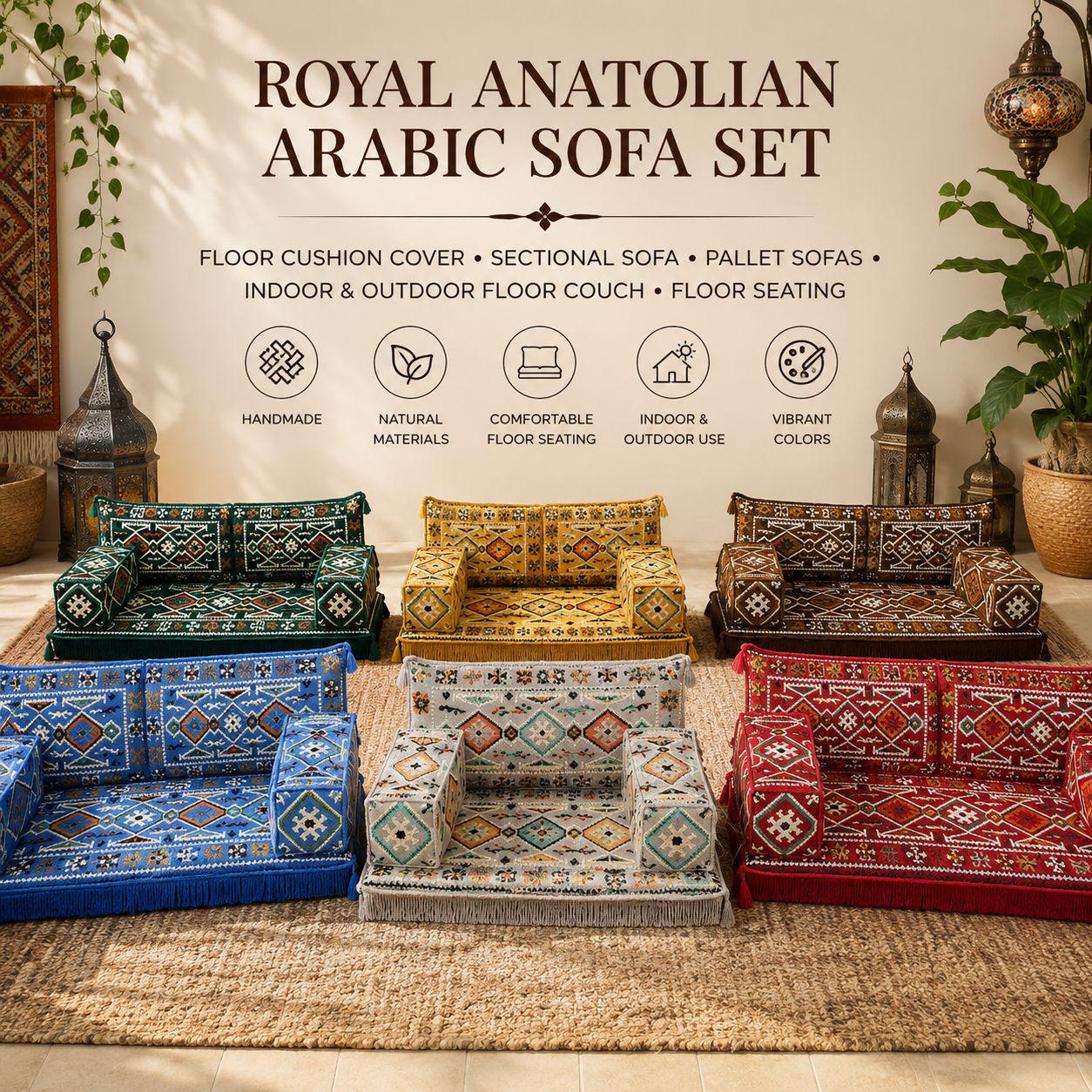Royal Anatolian Arabic Sofa Set, Floor Seating Couch, Indoor