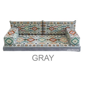 Royal Anatolian Arabisch Sofa Set, Bodenkissenbezug, Schnittsofa, Palettensofas, Bodencouch im Innen und Außenbereich, Bodenbestuhlung -GRAY