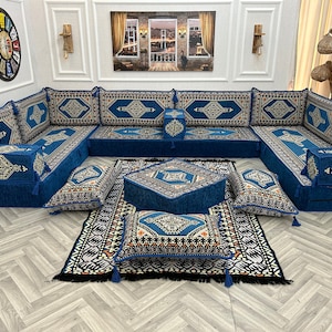 U Shaped Arabic Sofa Floor Seating Set ,Living Room Sofa ,Floor Couches ,Sectional Sofa , Arabic Majlis Sofa ,Floor Cushions-8&#39;&#39; Seat Height