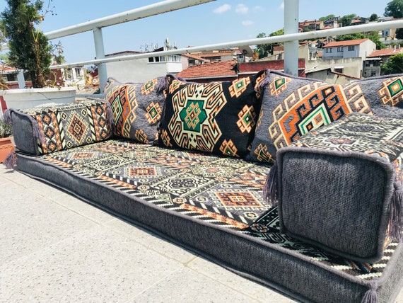 Ethnic Anatolian Floor Seating Sofa, Floor Cushions, Arabic Sofa