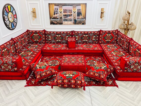 8 Inch Thick Ethnic Arabic Living Room Sofa Floor Seating Set U Shaped Sofa floor Couches sectional Sofa Arabic Majlis Sofa floor Cushion Etsy