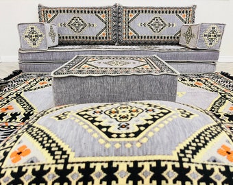8 inch Thick Authentic Arabic Sofa Floor Seating Set, Couches, Sofa Bed, Garden Couch,Modular Sectional,Diwan Sofa,Arabic Majlis, Boho Couch