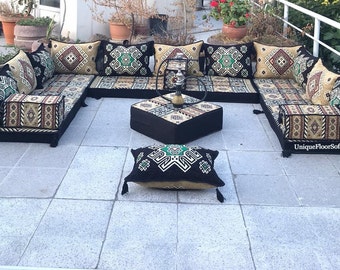 U Shaped Arabic Sofa Set,Arabic Majlis Floor Seating Sofas,Moroccan Couch,Sectional Sofa with Ottoman Couch,Living Room Sofas,Outdoor Sofas