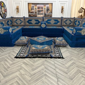 16&#39;&#39; Thickness U Shaped Arabic Sofa, Living Room Sofa Seating Couch,Turkish Ethnic Sofa, BohoCouches, Sectional Sofa, Arabic Majlis Sofa