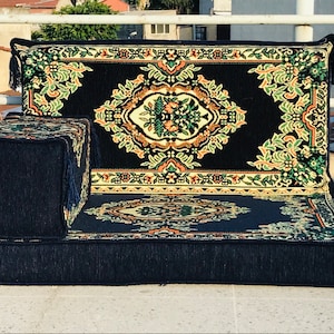 Navy Blue Arabic Sofa Floor Seating Couch, Reading Chair, Boho Home Decor, Sectional Floor Sofa, Floor Pillow Seating,Terrace Pallet Couches