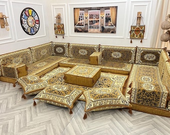 Anatolian U-Shaped Floor Seating Set: Arabic Majlis,Modular Floor Sofa, Home Decor