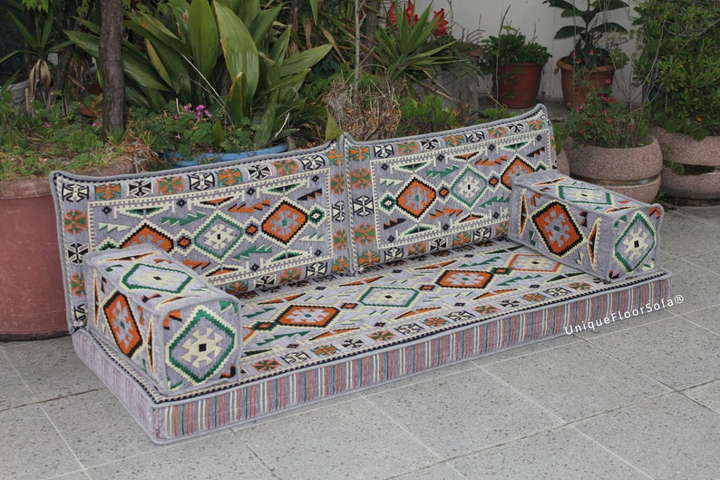 Arabic Sofa Set, Bench Cushions,Sectional Sofa,Floor Cushions, Indoor&Outdoor Ethnic Floor Seating Sofa,Terrace Garden Sofa,Boho Floor Couch zdjęcie 8