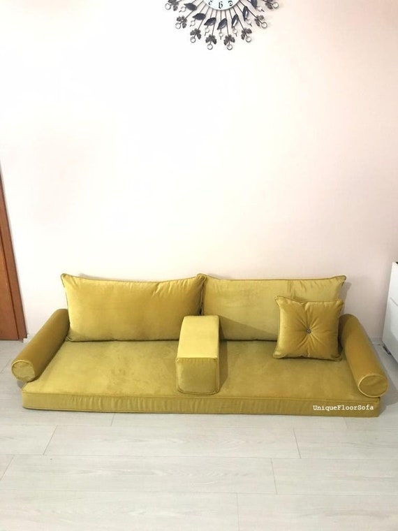 Solid Velvet Fabric Floor Seating Sofa Arabic Living Room