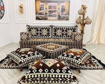 Arabic Floor Seating Set: 8'' Sofa, Cushions & Rug