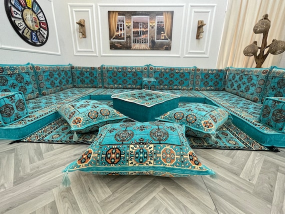 Ethnic Anatolian Floor Seating Sofa, Floor Cushions, Arabic Sofa