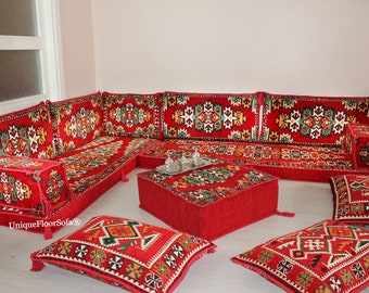 L Shaped Corner Arabic Sofa Floor Seating Set,Sectional Sofa,Couches,Arabic Majlis,Floor Pillows,Floor Cushions,Ottoman Couch,Corner Sofa
