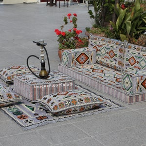 Arabic Sofa Set, Bench Cushions,Sectional Sofa,Floor Cushions, Indoor&Outdoor Ethnic Floor Seating Sofa,Terrace Garden Sofa,Boho Floor Couch zdjęcie 5