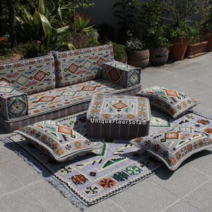 Arabic Sofa Set, Bench Cushions,Sectional Sofa,Floor Cushions, Indoor&Outdoor Ethnic Floor Seating Sofa,Terrace Garden Sofa,Boho Floor Couch image 7